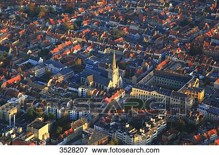 France, Northern France, Pas de Calais, Aerial view of Saint-Omer city center, Saint-Sepulcre church View Large Photo Image Stock Photo - France, Northern France, Pas de Calais, Aerial view of Saint-Omer city center, Saint-Sepulcre church. Fotosearch