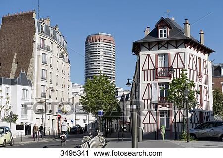 France. Paris 13th district. Rue du Docteur Leray. Supe-Italie tower in the distance. View Large Photo Image Stock Image - France. Paris 13th district. Rue du Docteur Leray. Supe-Italie tower in the distance.. Fotosearch