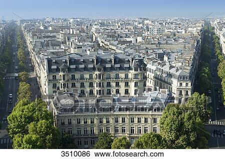 Stock Photograph - France. Paris 16th district. Place de l'Etoile. Buildings between avenue Victor Hugo and rue Lauriston. Fotosearch