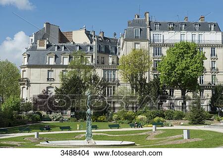 France. Paris 16th district. The garden of the museum Galliera (public garden Brignole Galliera) and buildings facades View Large Photo Image Picture - France. Paris 16th district. The garden of the museum Galliera (public garden Brignole Galliera) and buildings facades. Fotosearch