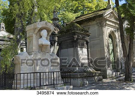 France, Paris 20th district. Pere Lachaise cemetery. Grave of the poet Alfred de Musset (1810-1857), works of the sculptor Auguste Barre View Large Photo Image Picture - France, Paris 20th district. Pere Lachaise cemetery. Grave of the poet Alfred de Musset (1810-1857), works of the sculptor Auguste Barre. Fotosearch