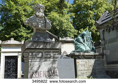 France, Paris 20th district. Pere Lachaise cemetery. Grave of the writer Arsene Houssaye (1896) View Large Photo Image Stock Image - France, Paris 20th district. Pere Lachaise cemetery. Grave of the writer Arsene Houssaye (1896). Fotosearch