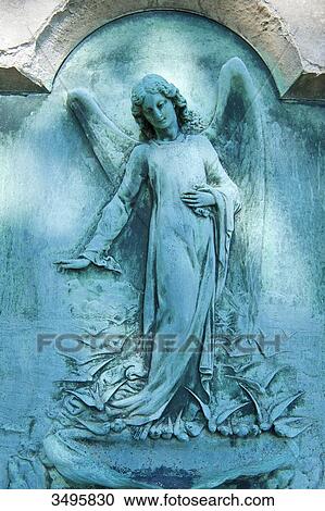 Stock Image - France, Paris 20th district. Pere Lachaise cemetery. Angel. Fotosearch