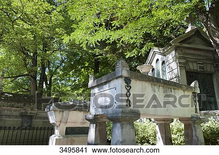 Stock Image - France, Paris 20th district. Pere Lachaise cemetery. Moliere's grave (1622-1673). Fotosearch