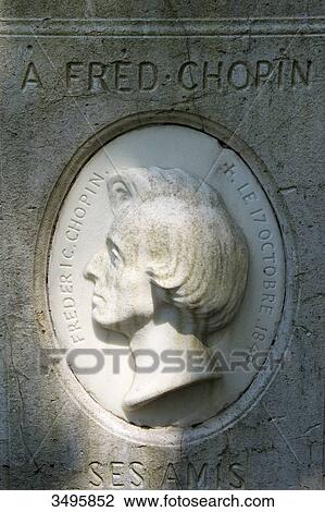 France, Paris 20th district. Pere Lachaise cemetery. Grave of Frederic Chopin (1810-1849). Profile of the musician sculpted by Auguste Clesinger (1850) View Large Photo Image Stock Image - France, Paris 20th district. Pere Lachaise cemetery. Grave of Frederic Chopin (1810-1849). Profile of the musician sculpted by Auguste Clesinger (1850). Fotosearch