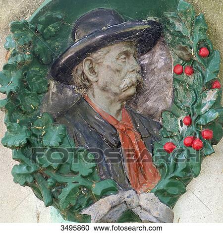Stock Image - France, Paris 20th district. Pere Lachaise cemetery. The grave of Jean Baptiste Clement, author of the song Le temps des cerises. Fotosearch