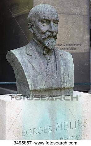 France, Paris 20th district. Pere Lachaise cemetery. Grave and bust of Georges Melies (1861-1938), inventor of the special effects in cinema View Large Photo Image Stock Photo - France, Paris 20th district. Pere Lachaise cemetery. Grave and bust of Georges Melies (1861-1938), inventor of the special effects in cinema. Fotosearch