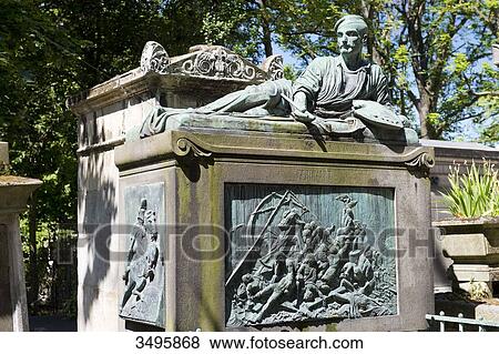 Stock Photo - France, Paris 20th district. Pere Lachaise cemetery. Grave of the painter Gericault (1791-1824), by the sculptor Antoine Etex in 1840. Fotosearch