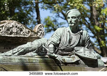 France, Paris 20th district. Pere Lachaise cemetery. Grave of the painter Gericault (1791-1824), by the sculptor Antoine Etex in 1840 View Large Photo Image Stock Photo - France, Paris 20th district. Pere Lachaise cemetery. Grave of the painter Gericault (1791-1824), by the sculptor Antoine Etex in 1840. Fotosearch