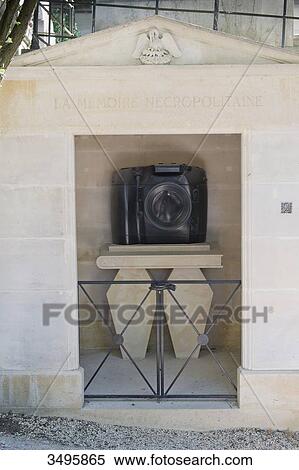 Stock Photography - France, Paris 20th district. Pere Lachaise cemetery. Chapel of The Necropolitan Memory, a cultural association for the conservation of the funeral heritage. Fotosearch