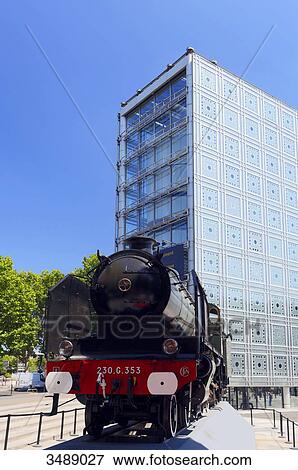 France, Paris. 5th arrondissement. Arab World Institute. Steam Locomotive G 230 353 Type Ten Wheel View Large Photo Image Stock Photo - France, Paris. 5th arrondissement. Arab World Institute. Steam Locomotive G 230 353 Type Ten Wheel. Fotosearch