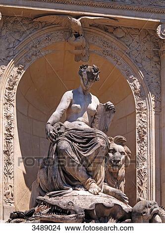Picture - France, Paris. 5th arrondissement. Cuvier fountain.. Fotosearch