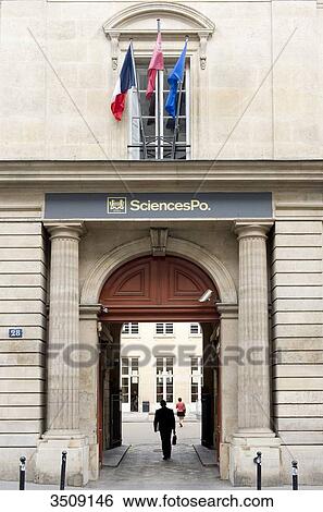 Stock Photograph - France, Paris, 6th district. SiencesPo school. Street Saints Peres site. Fotosearch