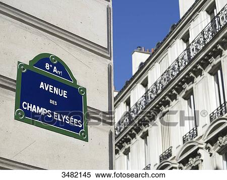 France, Paris. 8th district. Sign Avenue des Champs Elysees. View Large Photo Image Stock Photography - France, Paris. 8th district. Sign Avenue des Champs Elysees.. Fotosearch