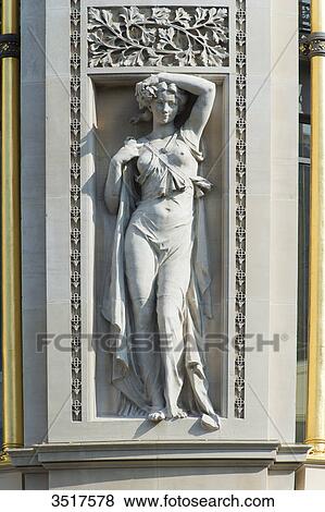 France. Paris 9th district. Statue decorating the facade of the department store Au Printemps View Large Photo Image Stock Photo - France. Paris 9th district. Statue decorating the facade of the department store Au Printemps. Fotosearch