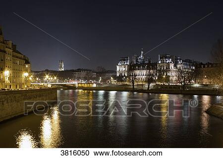 France, Paris, City Hall at night. View Large Photo Image Stock Image - France, Paris, City Hall at night.. Fotosearch