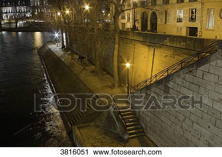 France, Paris, ile saint-Louis, Quai d'Orleans, at night. View Large Photo Image Stock Image - France, Paris, ile saint-Louis, Quai d'Orleans, at night.. Fotosearch