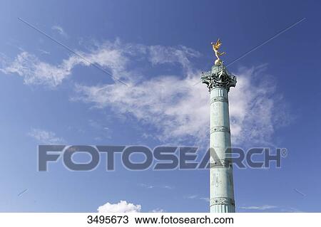 Stock Image - France, Paris, Place de la Bastille, July Column, Genie de la Liberte.. Fotosearch