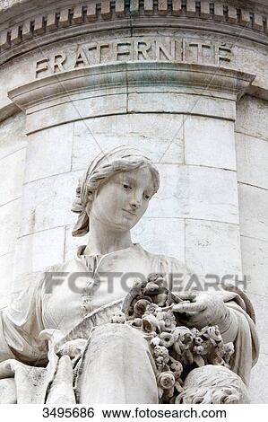 France, Paris. Place de la Republique. Statue of the Republic. Statue representing Brotherhood. View Large Photo Image Stock Photograph - France, Paris. Place de la Republique. Statue of the Republic. Statue representing Brotherhood.. Fotosearch