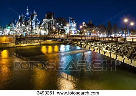 France, Paris, Pont d'Arcole at night View Large Photo Image Stock Image - France, Paris, Pont d'Arcole at night. Fotosearch
