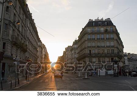 Stock Photography - France, Paris, Rue Claude Bernard, sunset.. Fotosearch