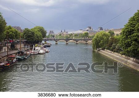 France, Paris, the Seine, Pont des Arts. View Large Photo Image Stock Image - France, Paris, the Seine, Pont des Arts.. Fotosearch