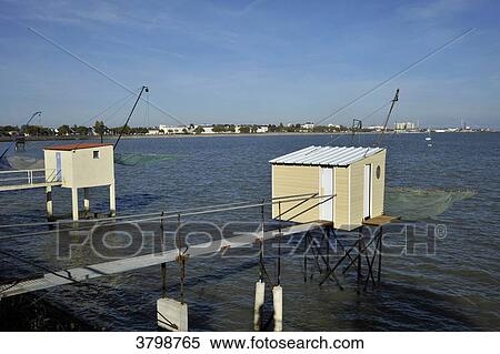 Stock Photography - France, Pays de la Loire region, Loire-Atlantique department, Saint-Nazaire city, flounder fisheries along the seafront.. Fotosearch