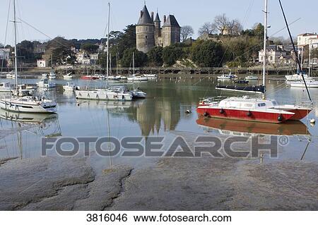 France, Pornic, silted harbour. View Large Photo Image Stock Photograph - France, Pornic, silted harbour.. Fotosearch