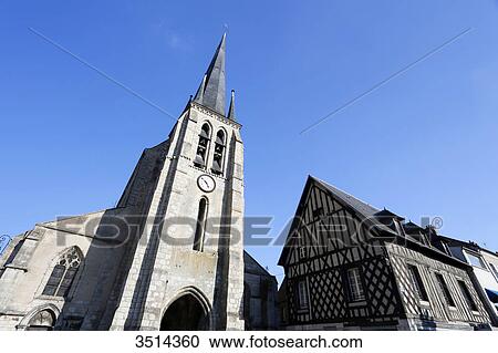 France, Seine et Marne. Nemours. City center. Saint Jean Baptiste Church. View Large Photo Image Stock Image - France, Seine et Marne. Nemours. City center. Saint Jean Baptiste Church.. Fotosearch