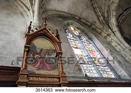 France, Seine et Marne. Nemours. City center. Saint Jean Baptiste church. Painting of the Stations of the Cross. View Large Photo Image Stock Image - France, Seine et Marne. Nemours. City center. Saint Jean Baptiste church. Painting of the Stations of the Cross.. Fotosearch