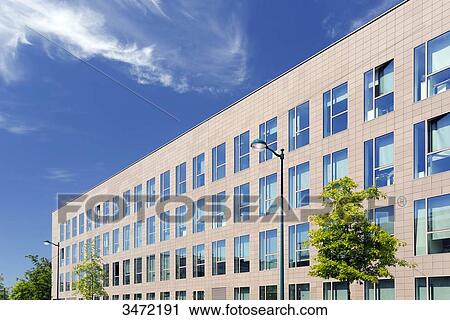 Stock Image - France, Seine et Marne. New town of Montevrain (Serris-Chessy-Marne la Vallee). Building facade.. Fotosearch
