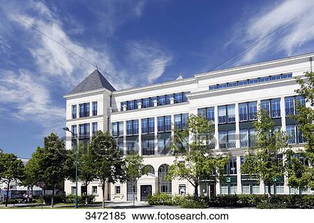 Stock Photography - France, Seine-et-Marne. New town of Chessy (Serris-Montevrain-Marne la Vallee). Building facade.. Fotosearch