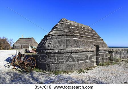 Stock Photo - France, Southern France, Aude. Le Bacares. Fishermen village.. Fotosearch