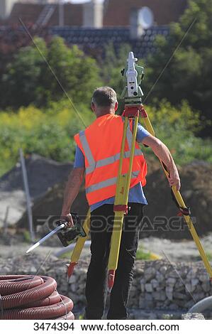 Picture - France, Theodolite on building area. Fotosearch