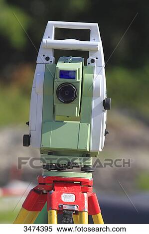 Stock Photography - France, Theodolite on building area. Fotosearch