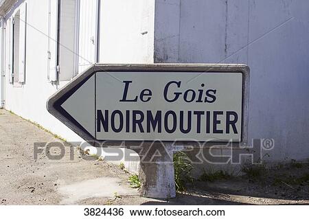 Stock Photograph - France, Vendee, indicator panel Le Gois, passable road.. Fotosearch