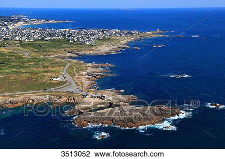 France, Western France, aerial view of Quiberon peninsula. Wild coast. View Large Photo Image Stock Image - France, Western France, aerial view of Quiberon peninsula. Wild coast.. Fotosearch