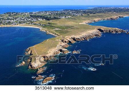 France, Western France, aerial view of Quiberon peninsula. Wild coast. View Large Photo Image Stock Photo - France, Western France, aerial view of Quiberon peninsula. Wild coast.. Fotosearch
