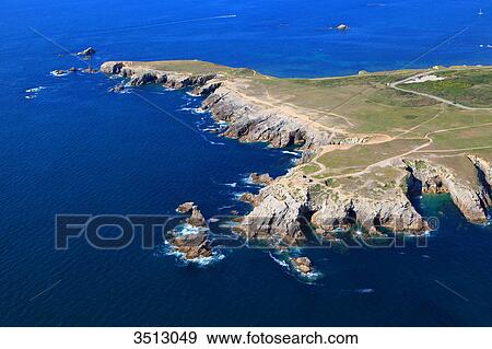 France, Western France, aerial view of Quiberon peninsula. Wild coast. View Large Photo Image Stock Photo - France, Western France, aerial view of Quiberon peninsula. Wild coast.. Fotosearch