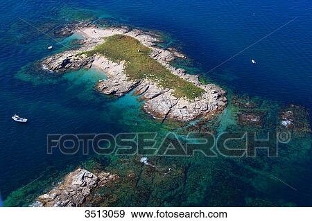 France, Western France, aerial view of Quiberon peninsula. Small island off the Pointe Conguel. View Large Photo Image Stock Photo - France, Western France, aerial view of Quiberon peninsula. Small island off the Pointe Conguel.. Fotosearch