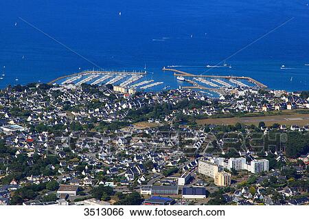 France, Western France, aerial view of Quiberon peninsula. Port Haliguen. Kermorvan. View Large Photo Image Stock Photograph - France, Western France, aerial view of Quiberon peninsula. Port Haliguen. Kermorvan.. Fotosearch