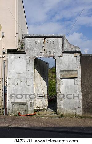 France, Western France, Pornic, old entrance of an abandoned school View Large Photo Image Stock Image - France, Western France, Pornic, old entrance of an abandoned school. Fotosearch