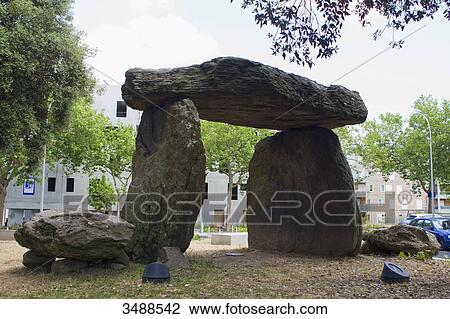 Stock Image - France, Western France, Saint-Nazaire, dolmen. Fotosearch