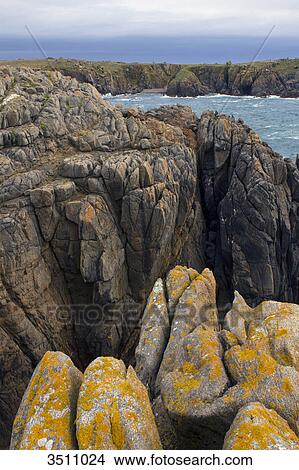 France, Western France, Yeu island, cliffs in the North-West of the island. View Large Photo Image Picture - France, Western France, Yeu island, cliffs in the North-West of the island.. Fotosearch