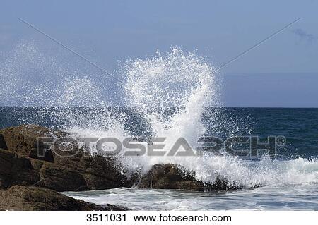 France, Western France, Yeu island, Pointe du But, waves on the rocks View Large Photo Image Stock Image - France, Western France, Yeu island, Pointe du But, waves on the rocks. Fotosearch