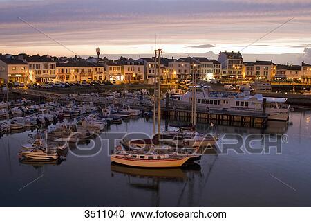 Stock Image - France, Western France, Yeu island, Port-Joinville.. Fotosearch
