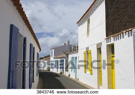 France, You Island, a street in Saint-Sauveur. View Large Photo Image Stock Photograph - France, You Island, a street in Saint-Sauveur.. Fotosearch