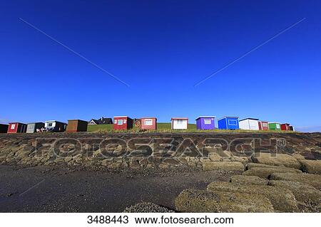 Germany, Dagebll. Schleswig-Holstein. Beach huts. View Large Photo Image Stock Image - Germany, Dagebll. Schleswig-Holstein. Beach huts.. Fotosearch