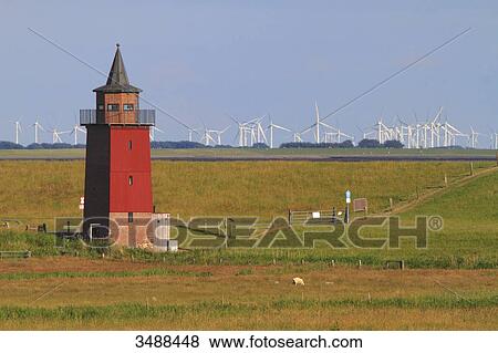 Stock Photo - Germany, Dagebll. Schleswig-Holstein. The old lighthouse.. Fotosearch