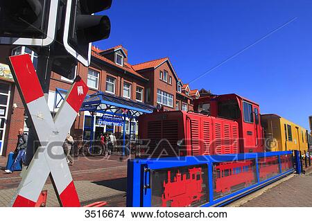 Germany, Lower Saxony. Borkum Island. Railway station in the middle of the town. View Large Photo Image Picture - Germany, Lower Saxony. Borkum Island. Railway station in the middle of the town.. Fotosearch